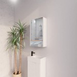 Matte White Fluted Mirror Cabinet 450